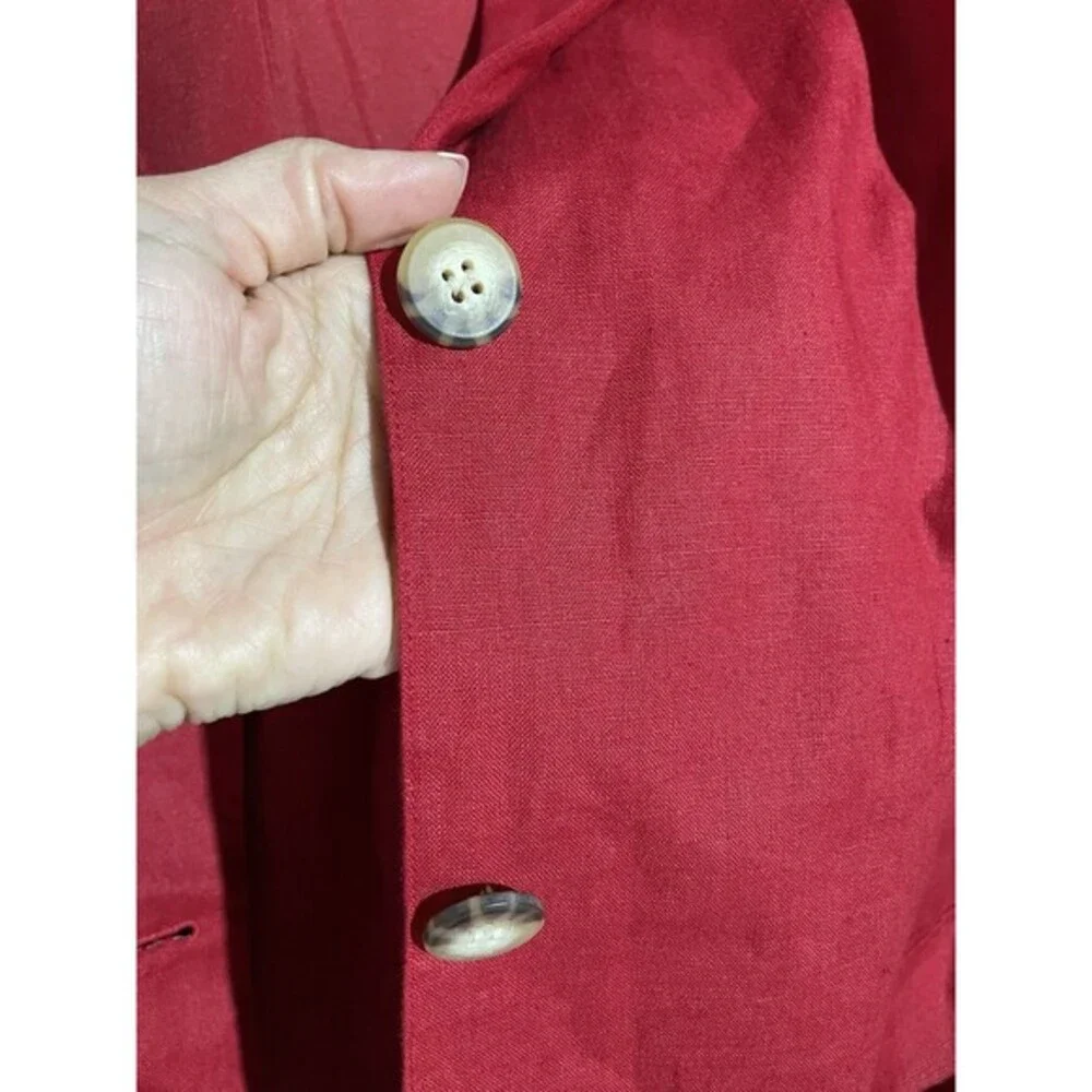 Talbots Blazer‎ 16 Red Linen Old Money Academia Office Classy Holidays